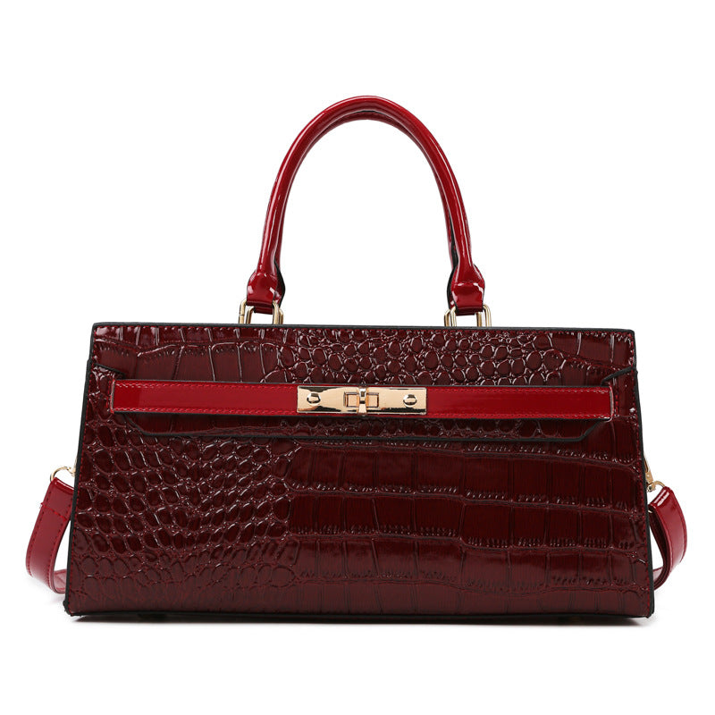 Women's Large Capacity Kelly Crocodile Pattern Portable Women's Messenger Bag