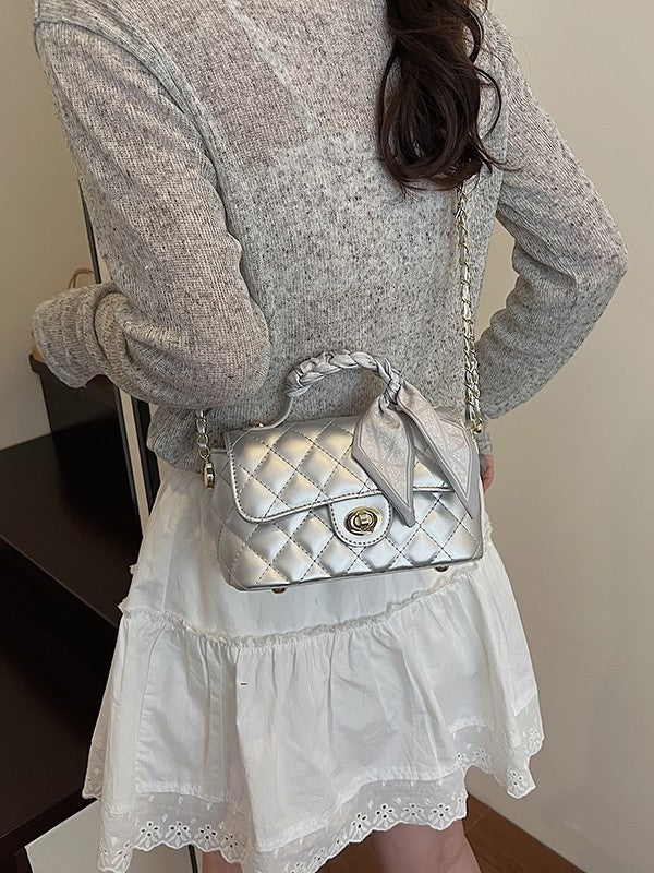 Women's Classic Style Sheepskin Rhombus Chain Portable One Women's Messenger Bag
