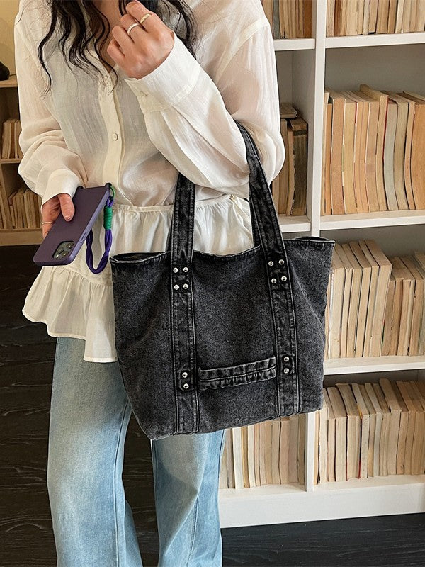 Women's Western Style Denim College Commuter Tote Bag
