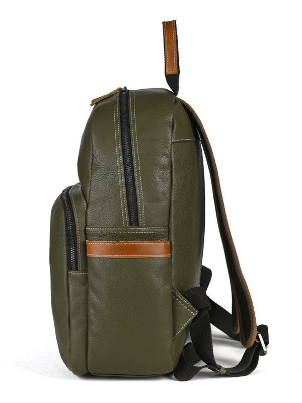 Women's & Men's Retro Leather First Layer Cowhide Large Capacity Contrast Backpacks
