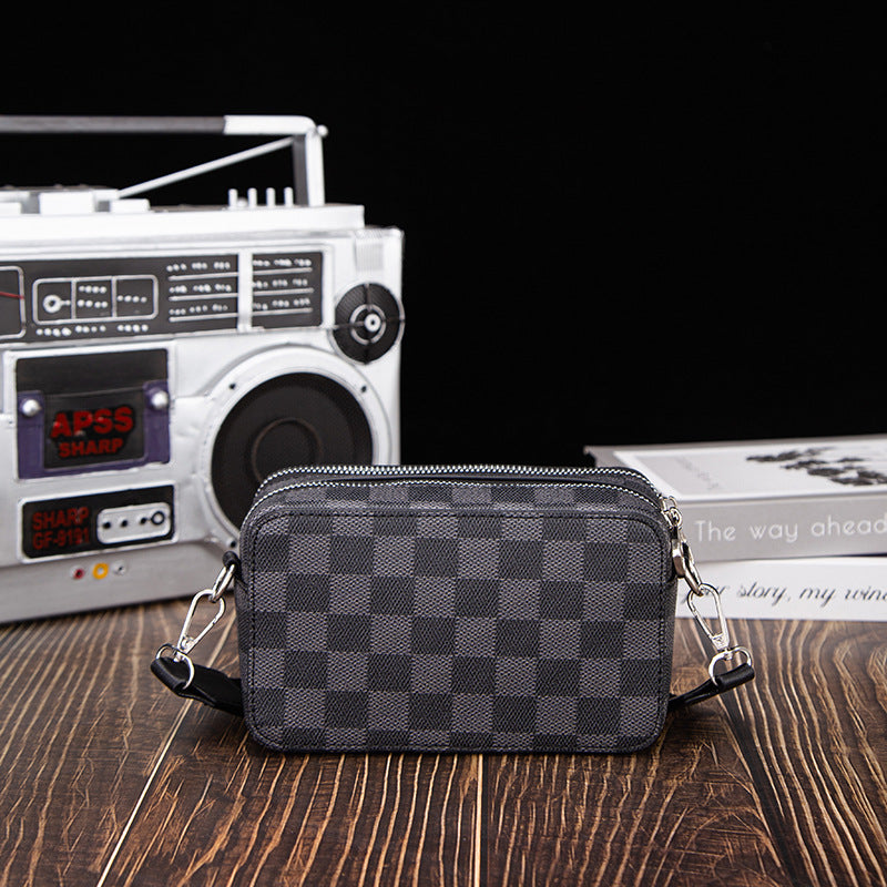 Men's Fashion Waterproof Horizontal Plaid Multifunctional Mobile Men's Messenger Bag