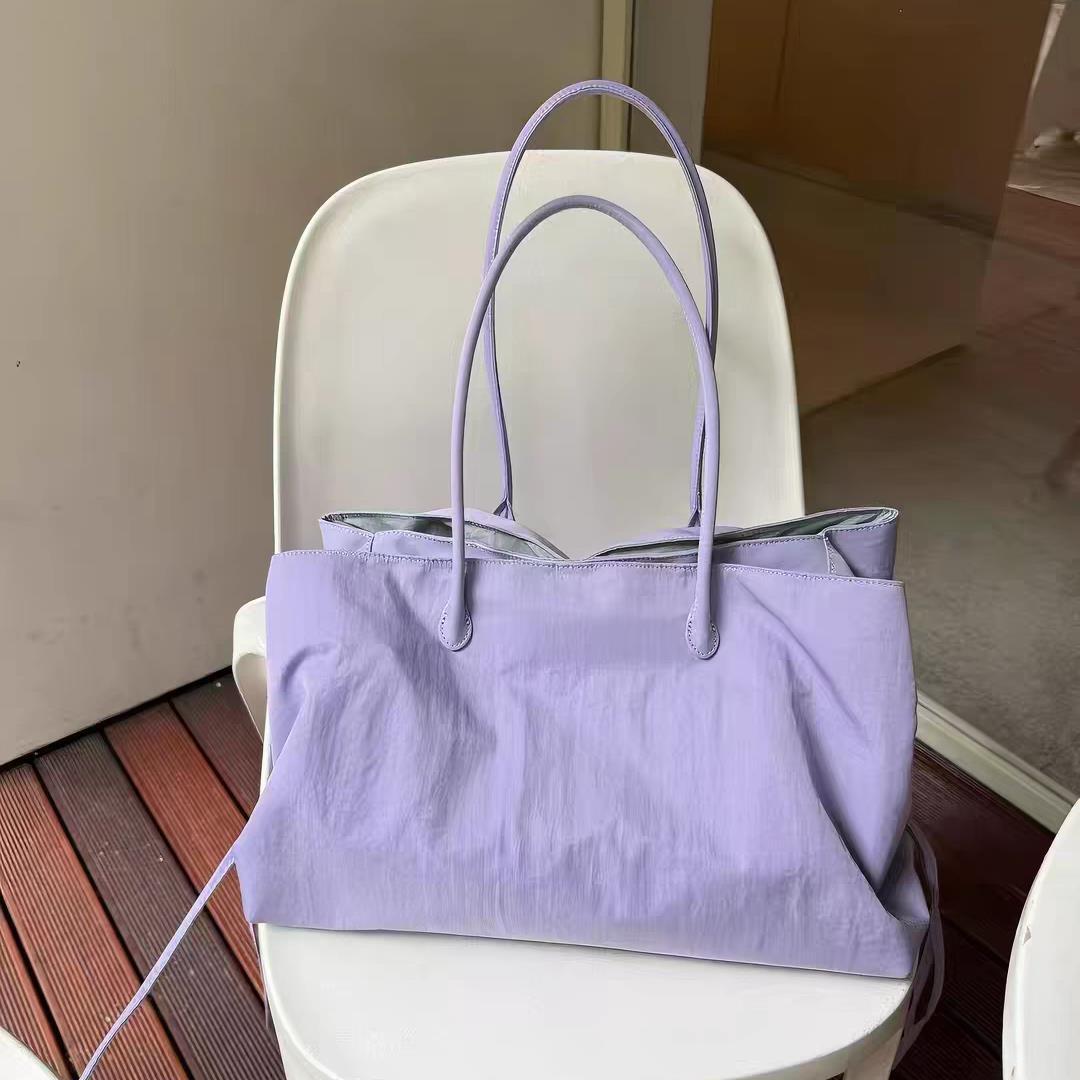 Women's Korean Style Purple Nylon Large Capacity Commuter Tote Bag