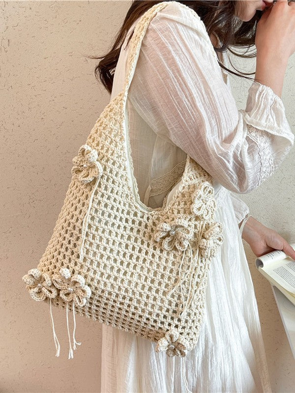 Women's Woven Hand Crocheted Hollow Seaside Holiday Women's Messenger Bag