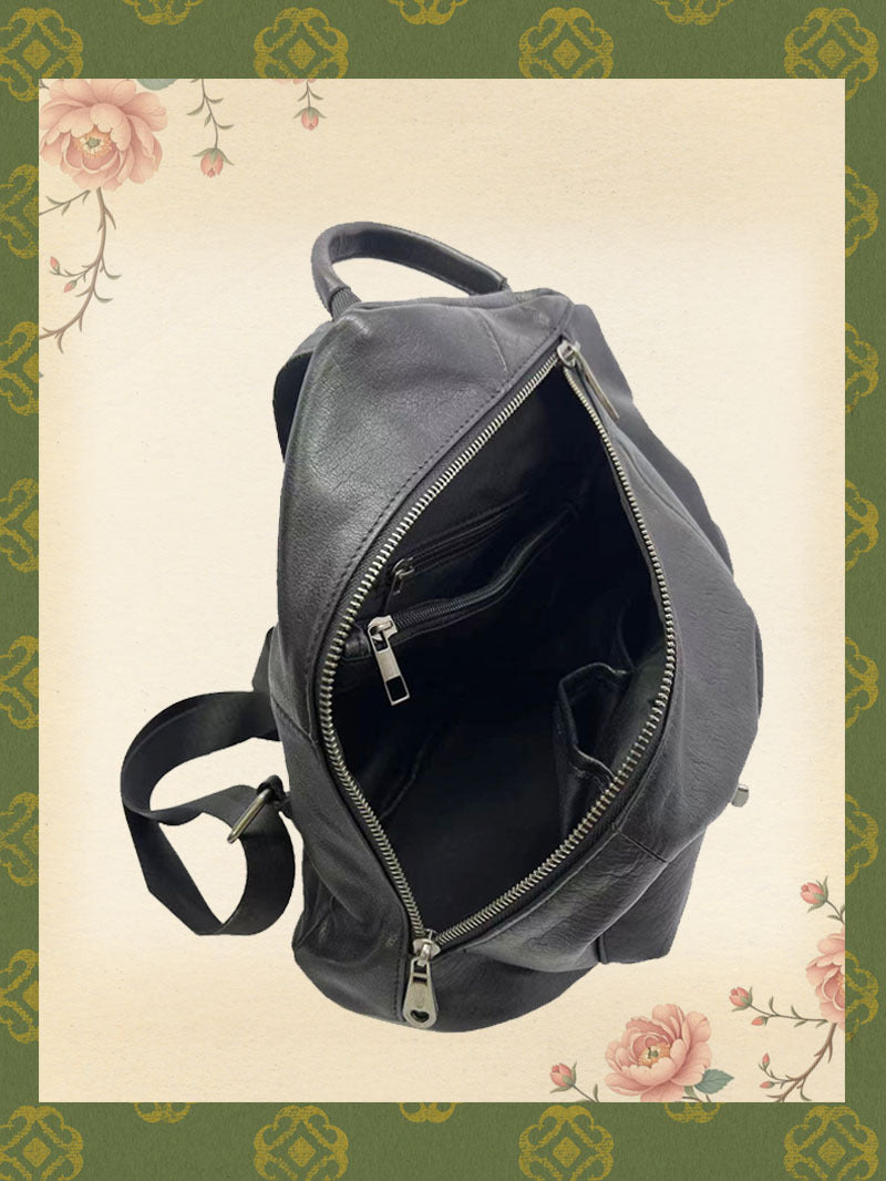 Women's Leather Black First Layer Cowhide Fashion Women's Backpack