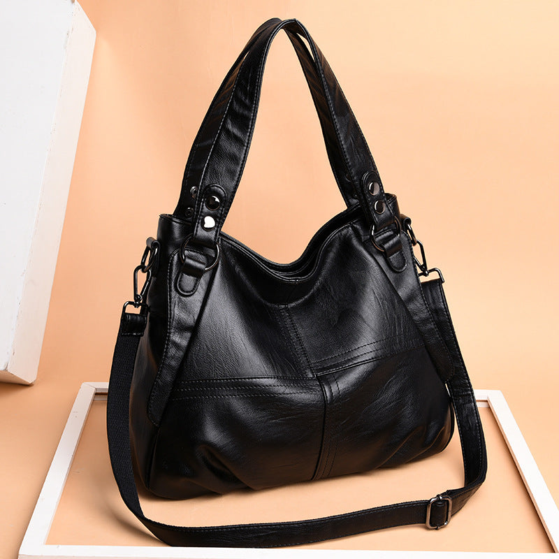 Women's Genuine Leather Mom Large Capacity Sheepskin Soft Women's Shoulder Bag