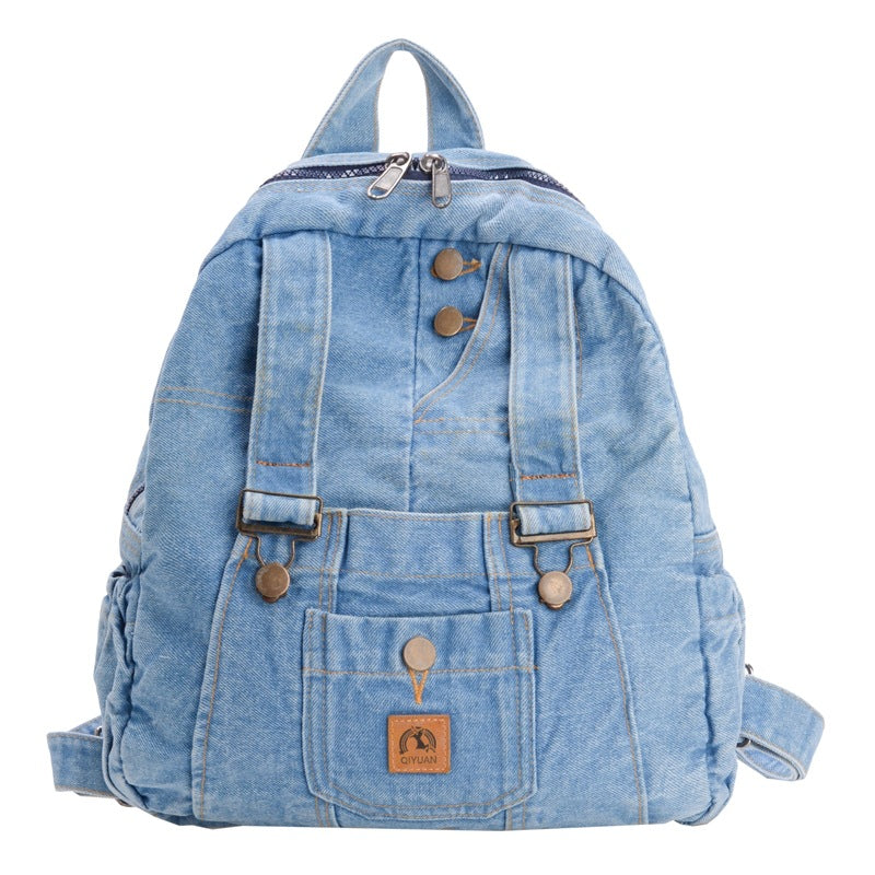 Washed Denim Korean Style Large Capacity Retro Backpacks