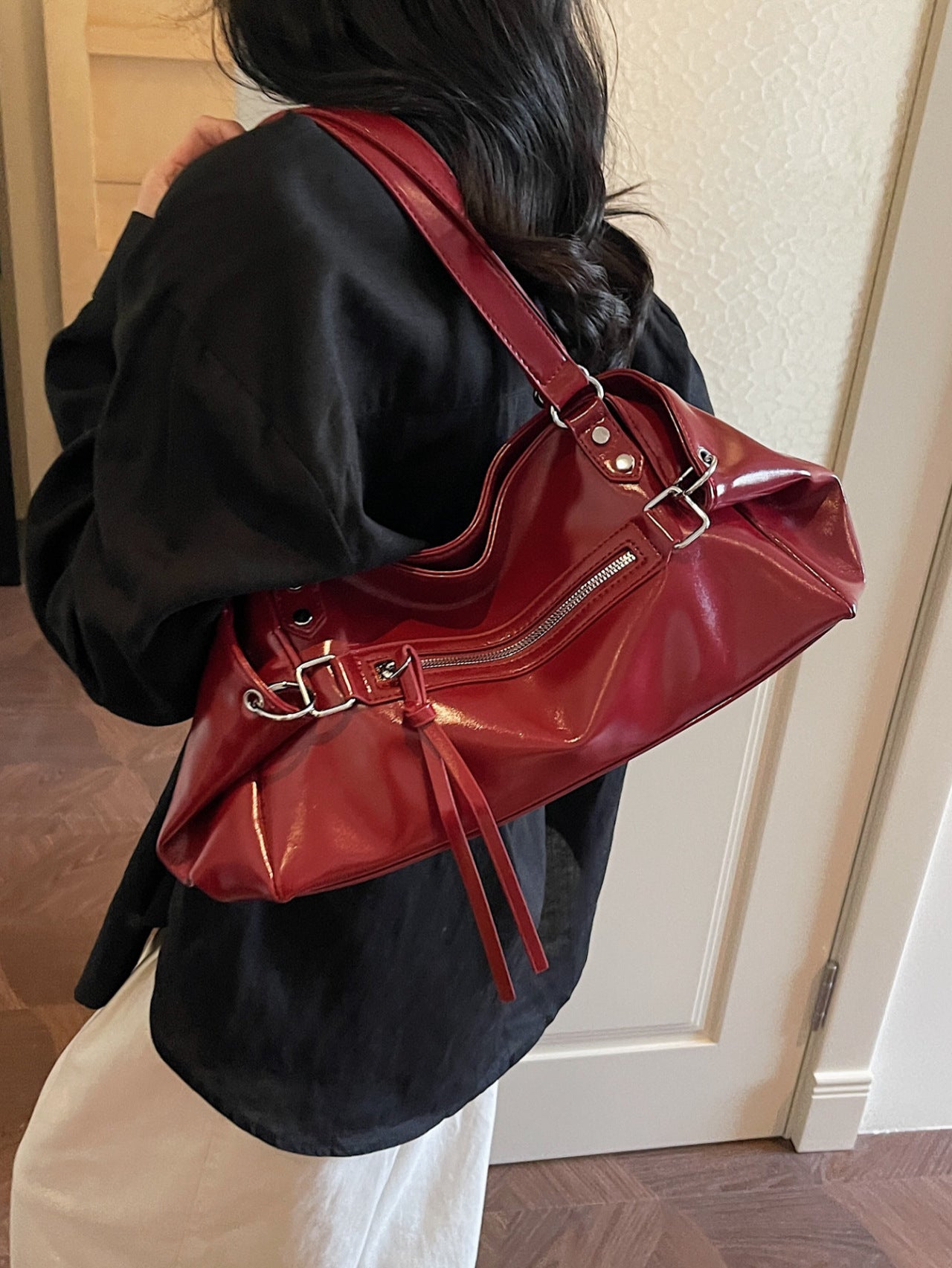 High-grade Fashionable Motorcycle Female Korean Style Shoulder Bags