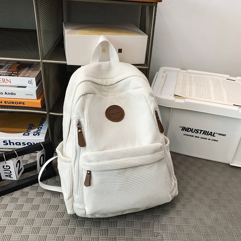 Men's College Fashion Corduroy Large Capacity Leisure Backpack
