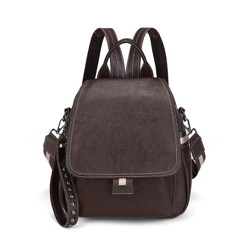 Women's Fashion Korean Large Capacity Soft Leather Backpacks