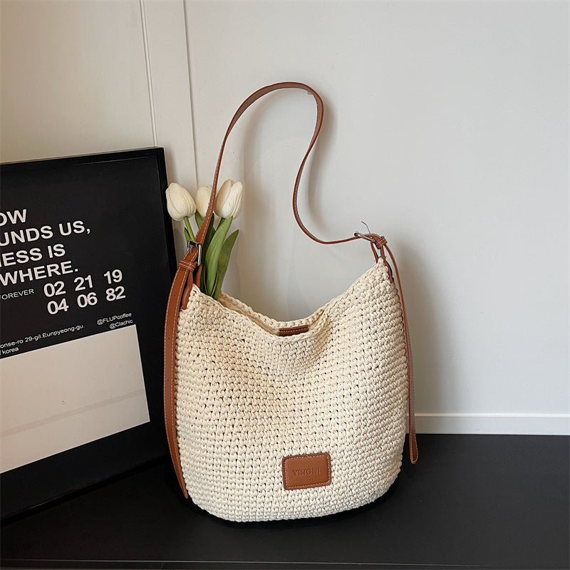 Women's Style Underarm Woven Knitted Seaside Vacation Bags