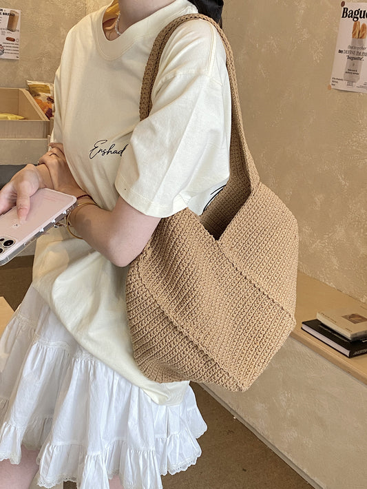 High-grade Crochet Large Capacity High Quality Commuter Woven Women's Shoulder Bag