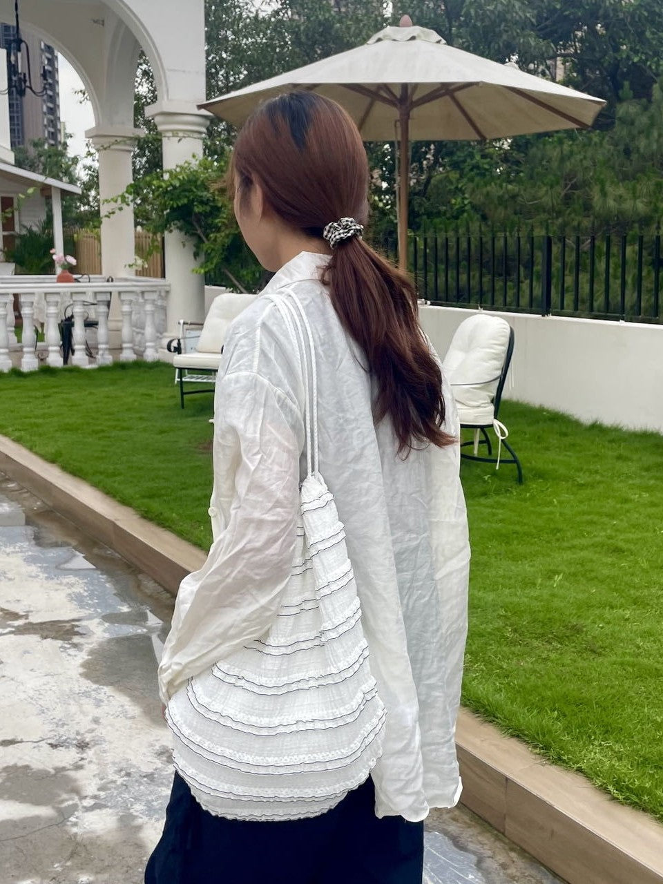Wooden Ear Striped Simple Fashion Drawstring Women's Backpack