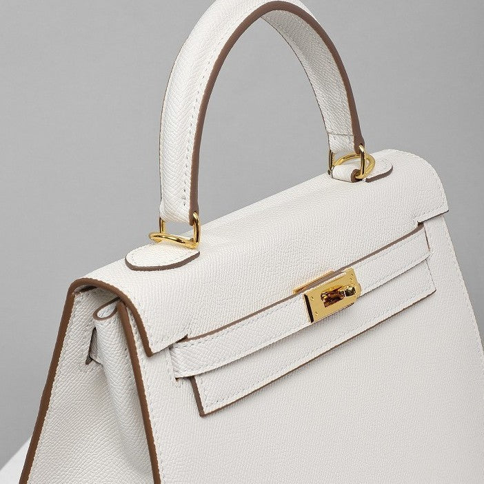 Genuine Leather Kelly Palm Print Cattlehide Fashion Simple Portable Women's Handbag