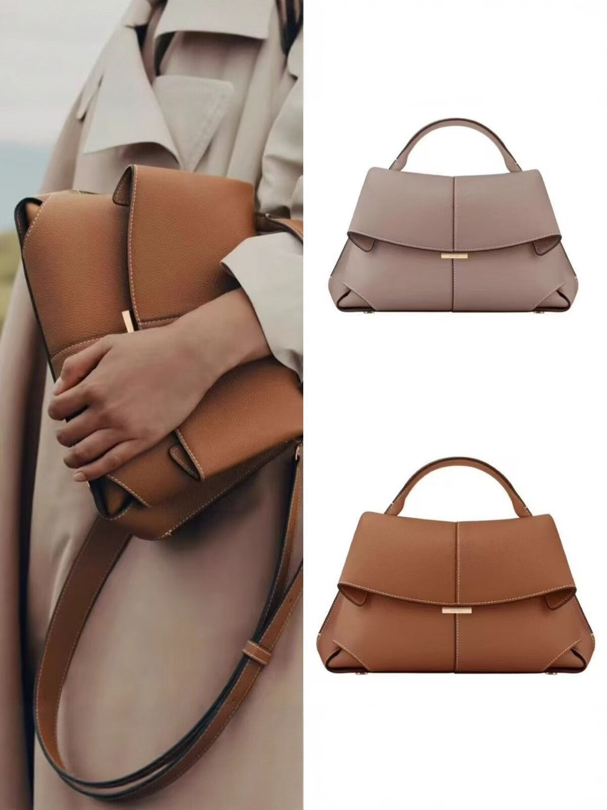 Genuine Leather Lychee Pattern Portable Female Women's Messenger Bag