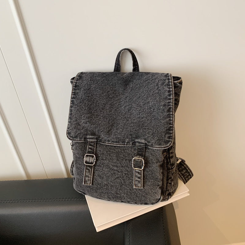 Women's & Men's Spring Denim Washed-out Vintage Large Capacity Women's Backpack
