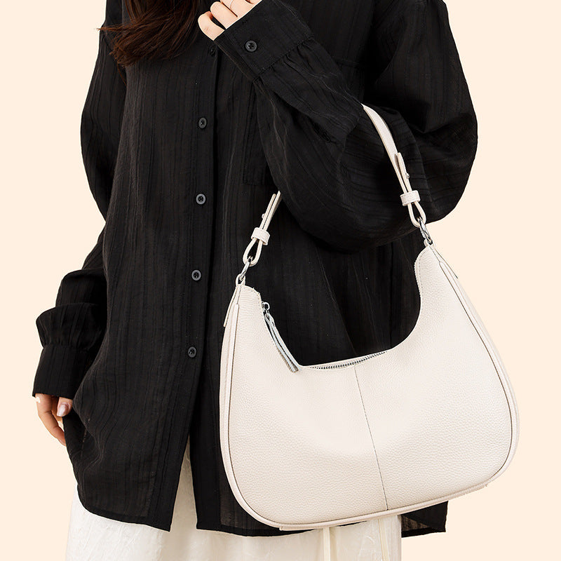 Women's Fashion Popular Oil Wax Leather Trendy Style Niche Shoulder Bags