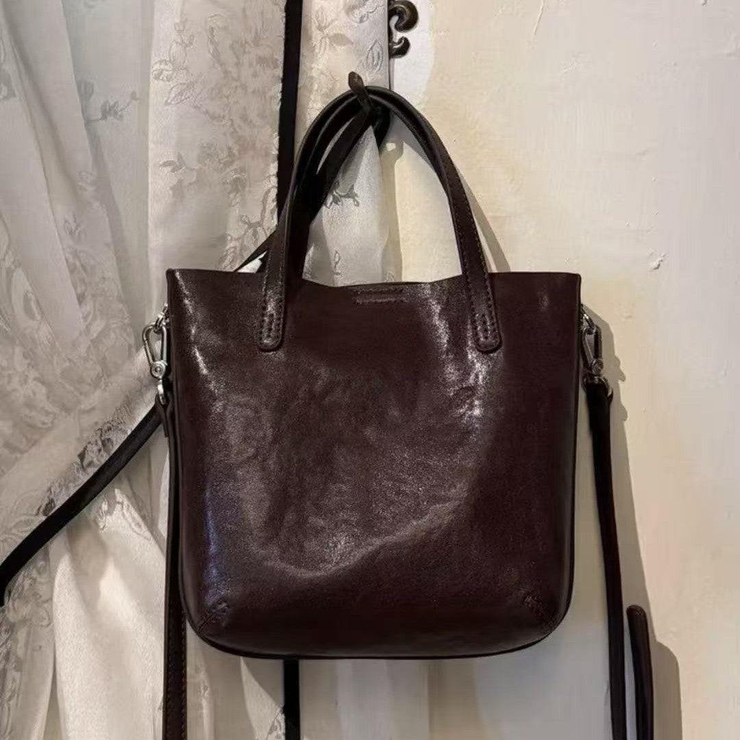 Women's Vegetable Tanning Leather Fashion Niche Retro Women's Shoulder Bag