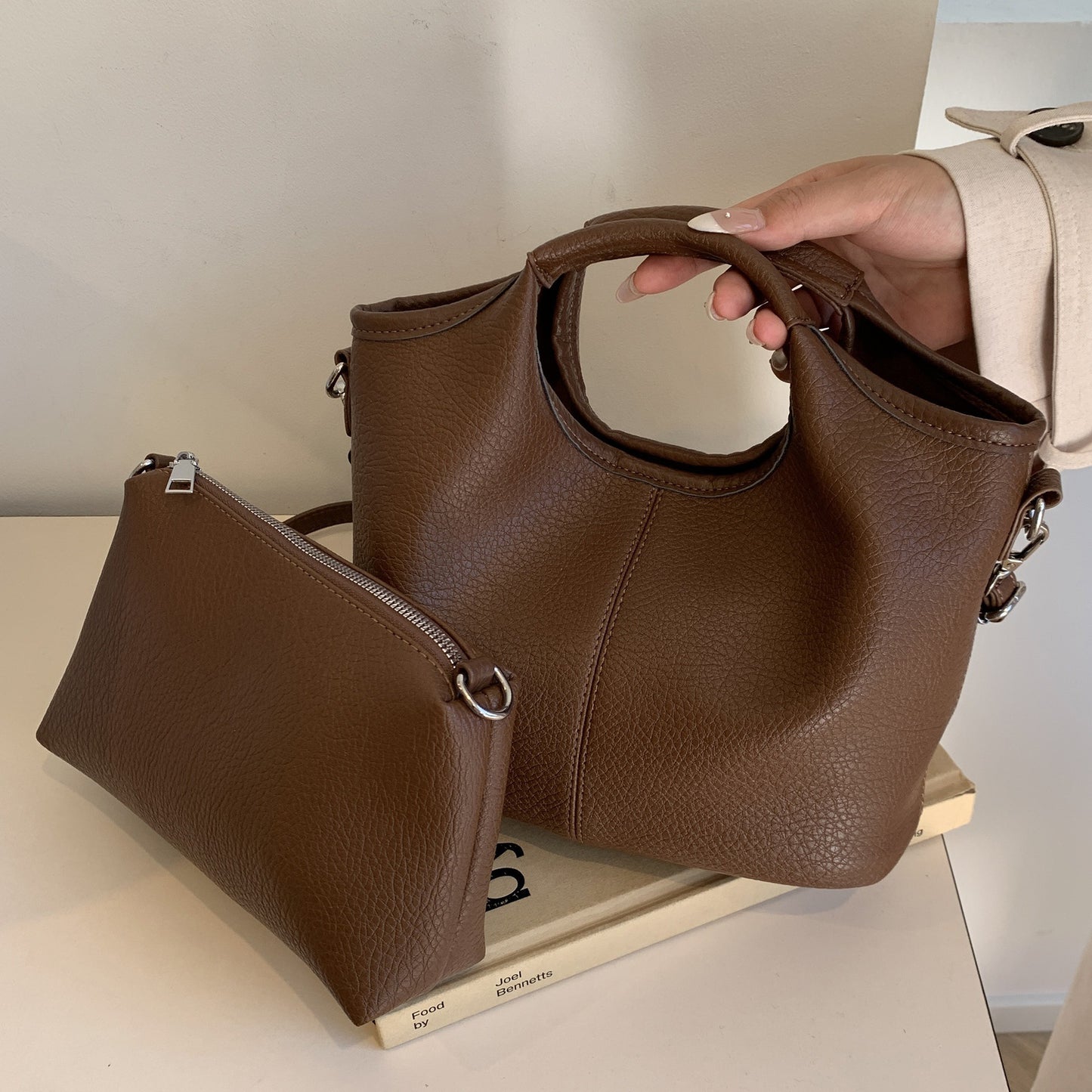 Soft Leather Vegetable Basket Large Capacity Simple Son Women's Handbag