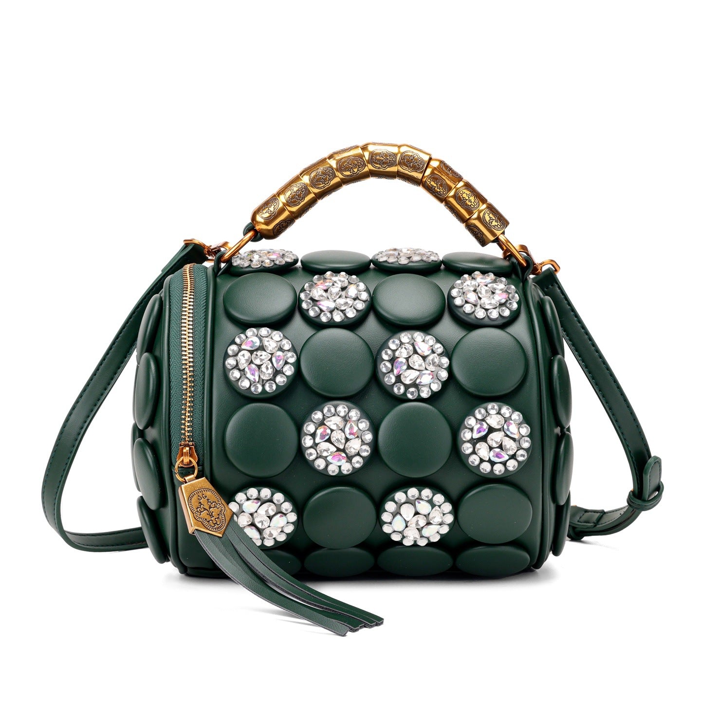 Women's High Quality Diamond Rivet Button Round Women's Handbag