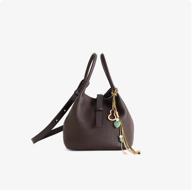 Women's Echo Vegetable Basket Cowhide Portable Bucket Bag
