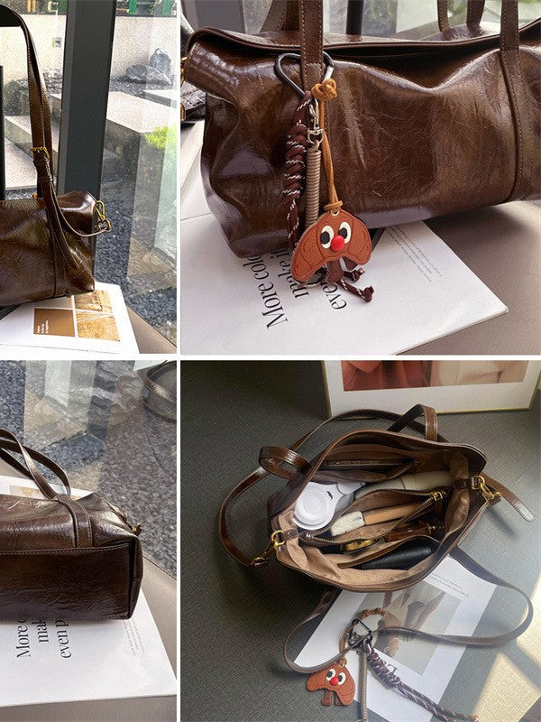 Women's Trendy Underarm Texture Idle Style Genuine Leather Women's Shoulder Bag