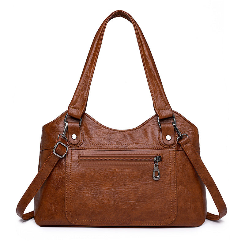 Women's Trendy Soft Leather Simple Large Capacity Totes Shoulder Bags