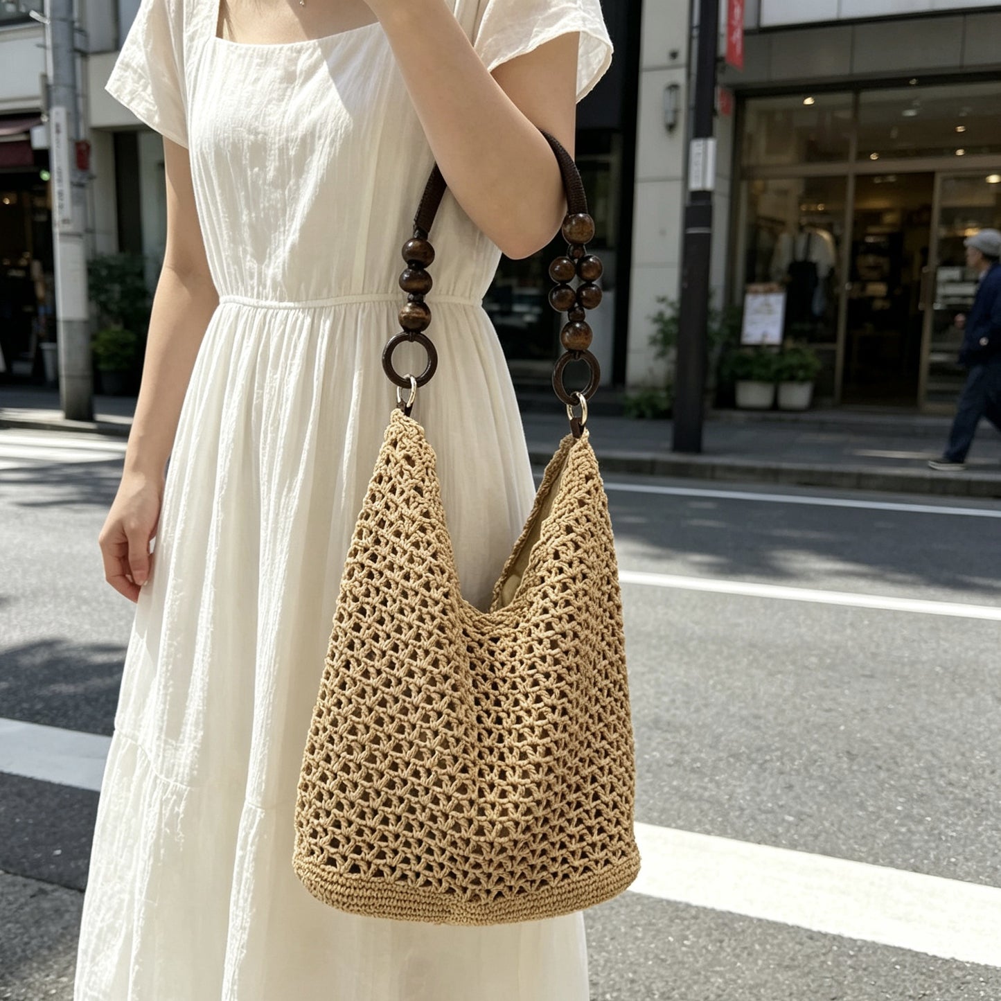 Women's Seaside Vacation Beach High Sense Niche Hand-woven Women's Shoulder Bag