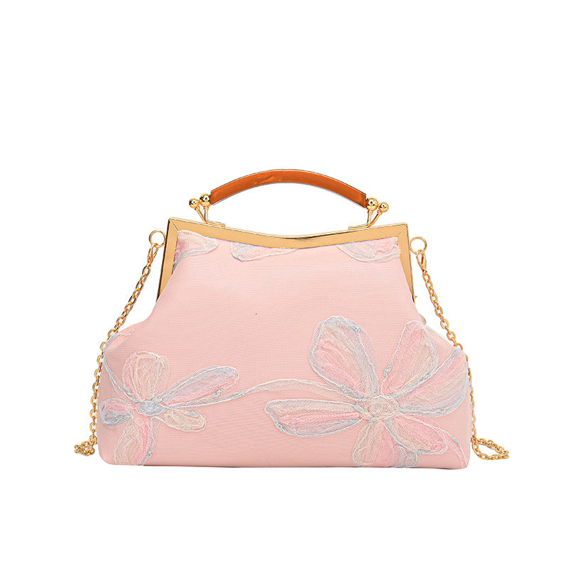Women's Embroidered Chinese Style Retro Dinner Flower Portable Shell Coin Purses