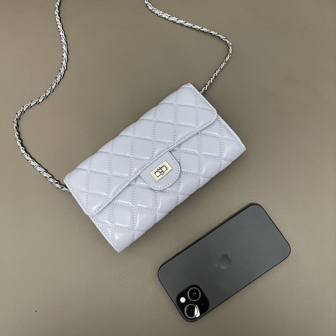 Sheepskin Fashion Diamond Mini Black Mobile Bags