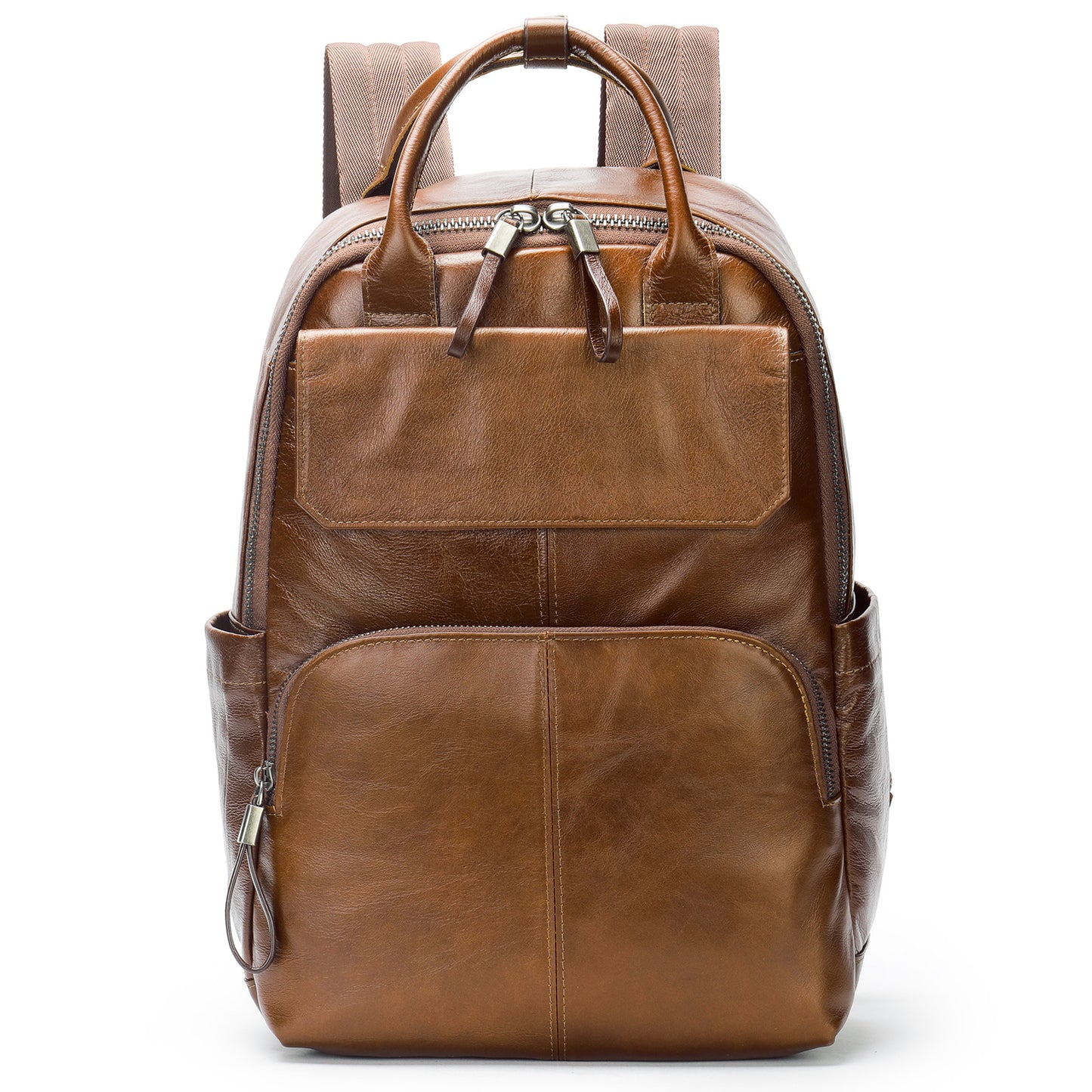 Men's Leather Commute First Layer Cowhide Computer Leisure Backpack