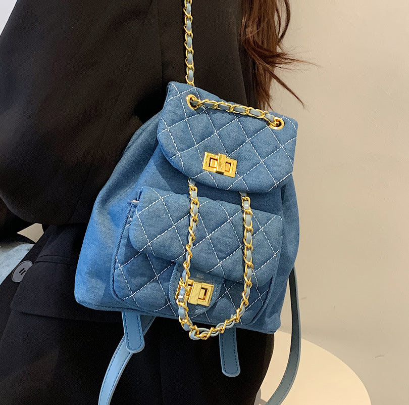 Women's Advanced Texture Diamond Chain Stylish Good Women's Backpack