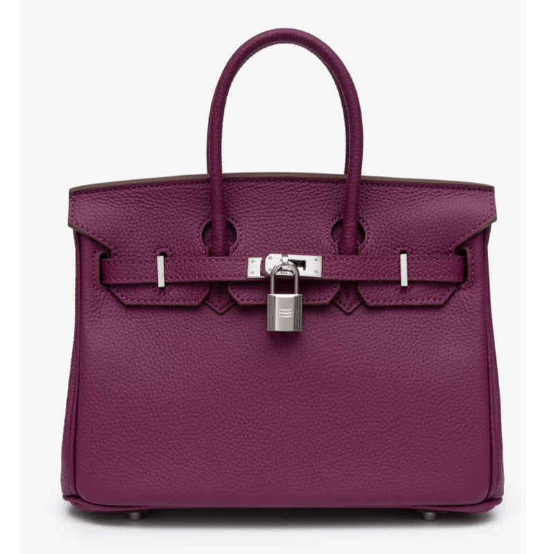 Sier Litchi Grain First Layer Cowhide Portable Fashion Genuine Leather Women's Handbag