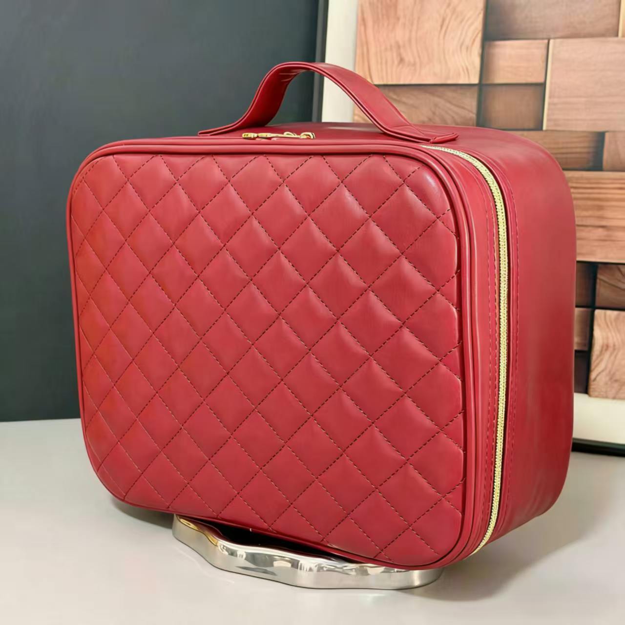 Mirror Large Capacity Partition Storage Box Portable Makeup Bag