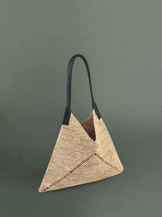 Women's Design Simple One Hand-woven Straw Large Women's Shoulder Bag