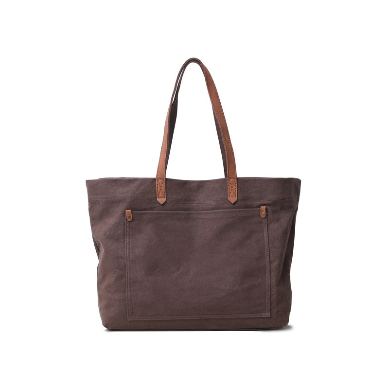 Women's & Men's Artistic Retro Cowhide With Canvas Women's Shoulder Bag