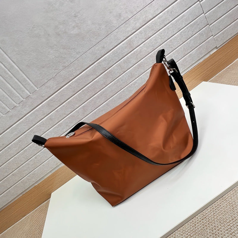 Women's French Large Capacity Nylon Chic Cowhide Women's Shoulder Bag