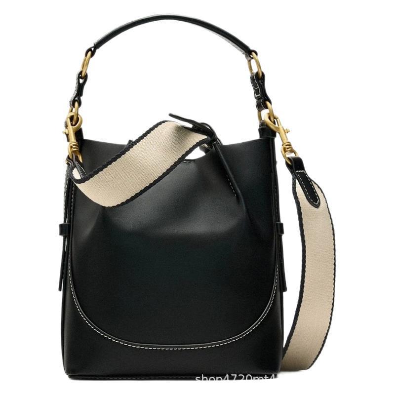 Women's Black Animal Pattern Printed Portable Bucket Bags