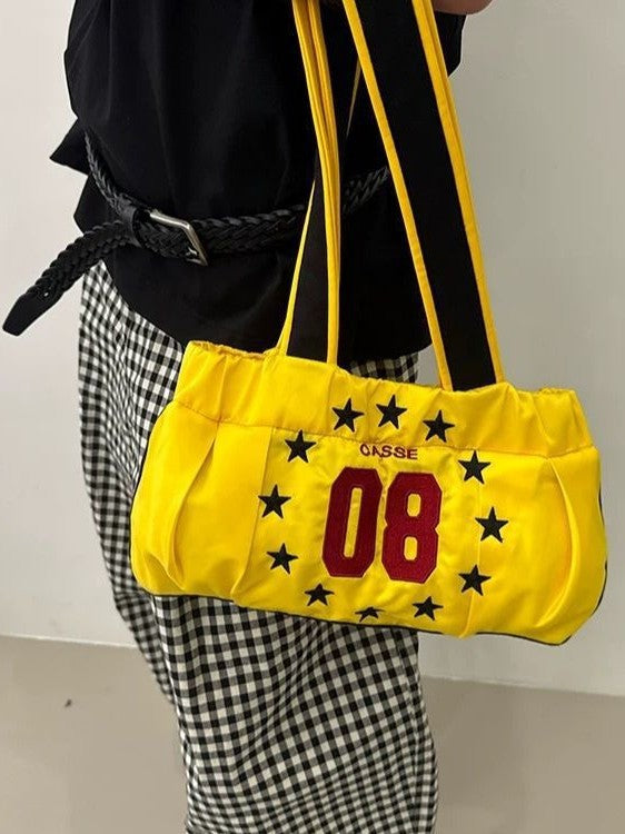 High-density Embroidery Street Fashionable Leather Patchwork Tote Bag
