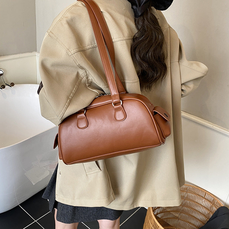 Women's Autumn Retro Textured Bowling Simple Pillow Underarm Bag