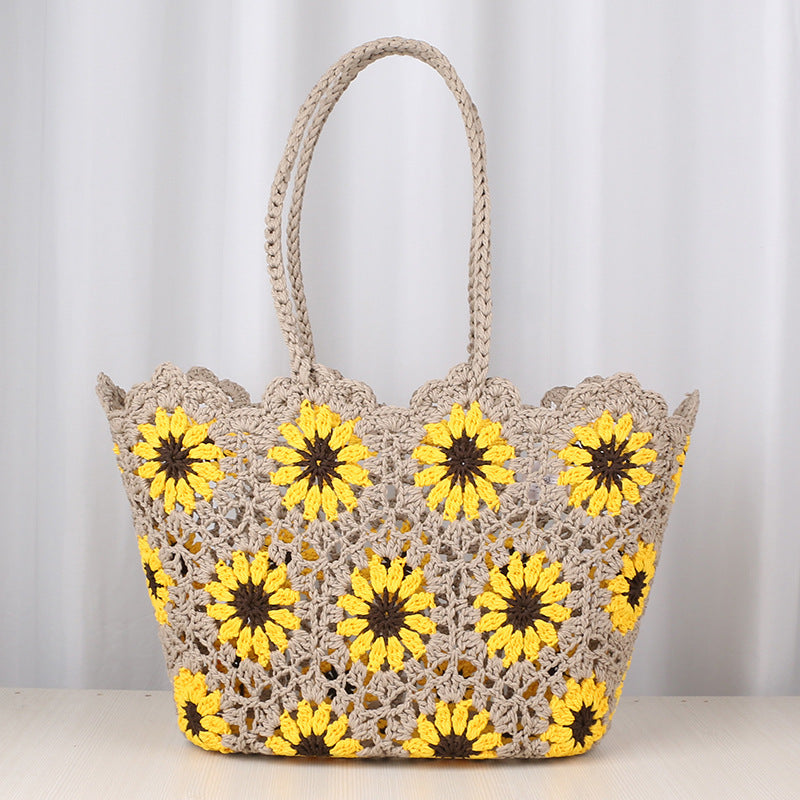Women's Crocheted Handmade Hollow Pattern Woven Knitted Women's Shoulder Bag