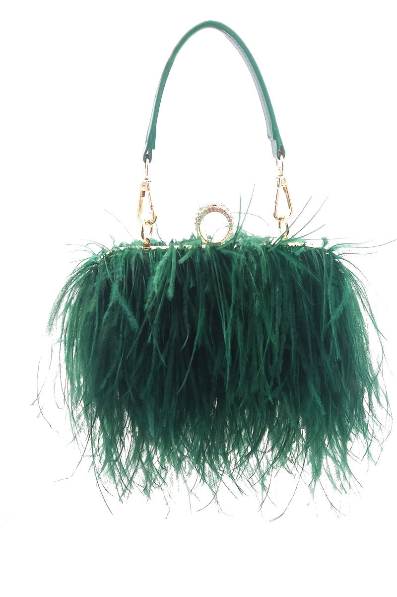 Fashion Tassel Ostrich Feather Dinner Catwalk Bags