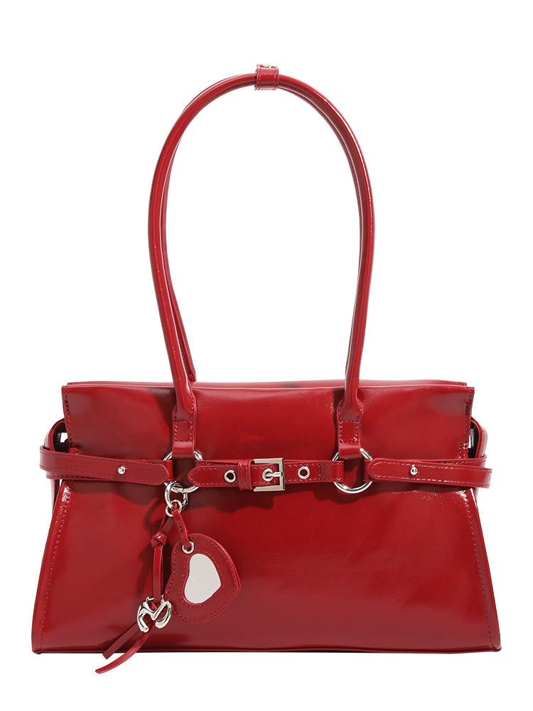 Gold Red Sweet Cool Large Capacity Baguette Bridal Wedding Winter Shoulder Bags