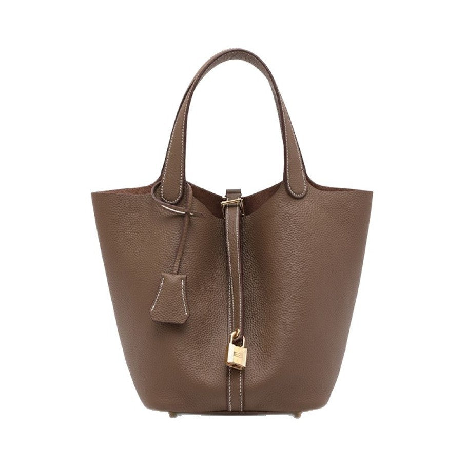 Vegetable Large Genuine Leather Hand Commuter Bucket Bag