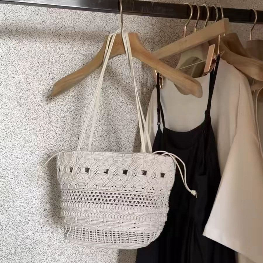 Women's Niche High Sense Wax Rope Hand-woven Underarm Hollow Women's Shoulder Bag