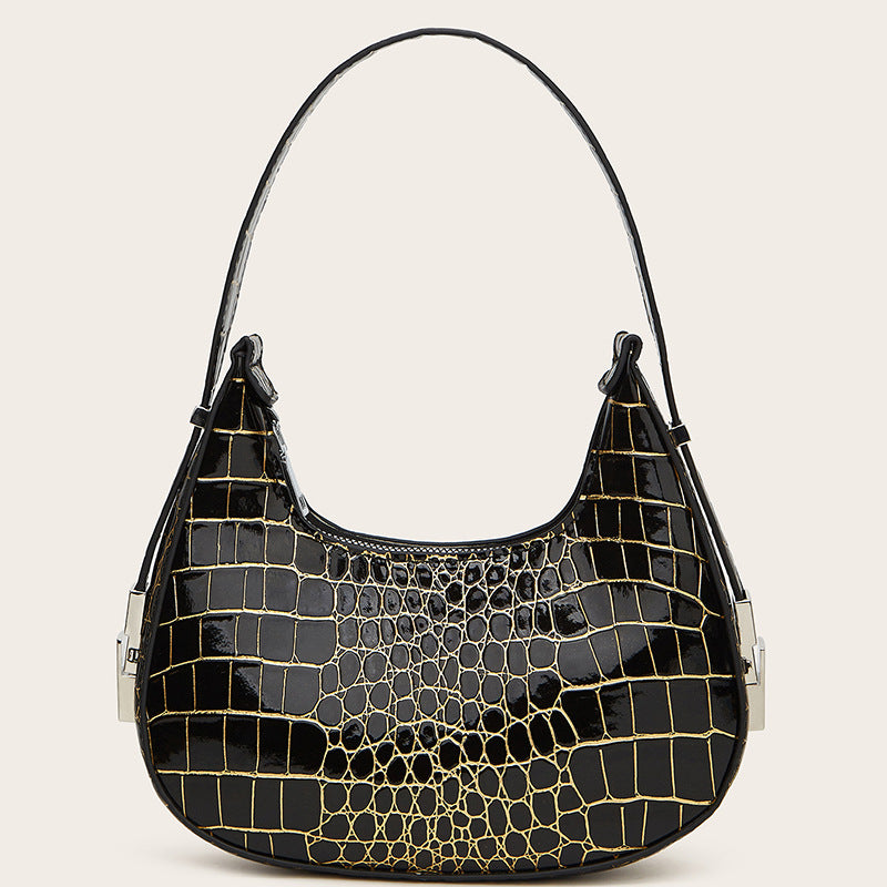 Women's Leisure Commute Moon Trendy Crocodile Pattern Fashionable Underarm Bag