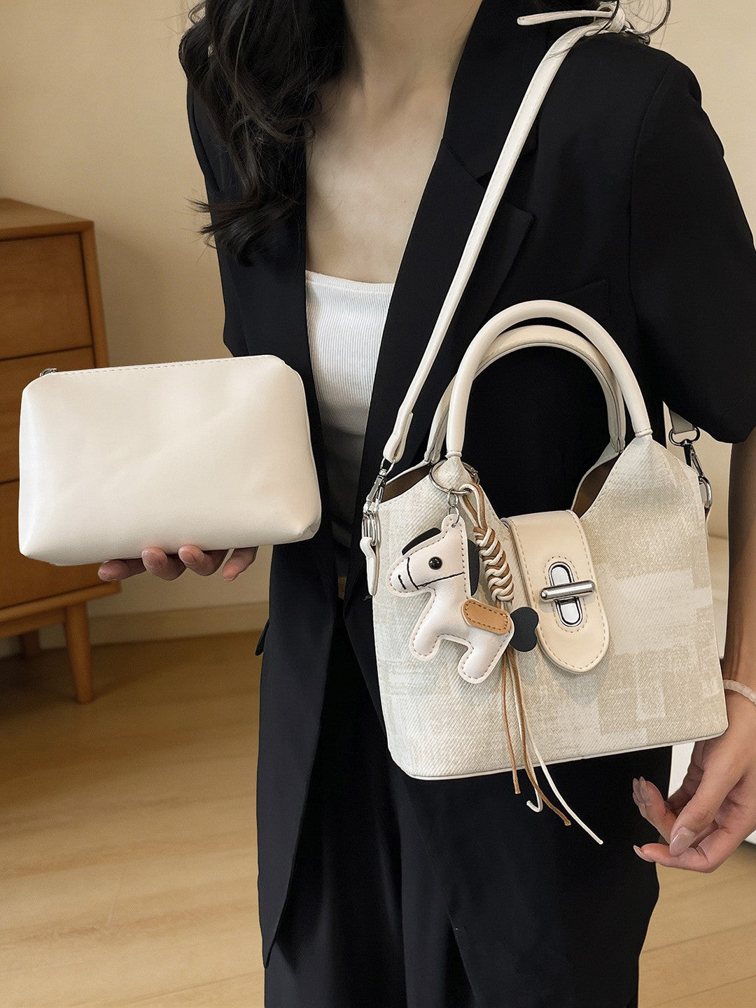 Women's Large Capacity Portable Vegetable Basket Fashion Bucket Bag
