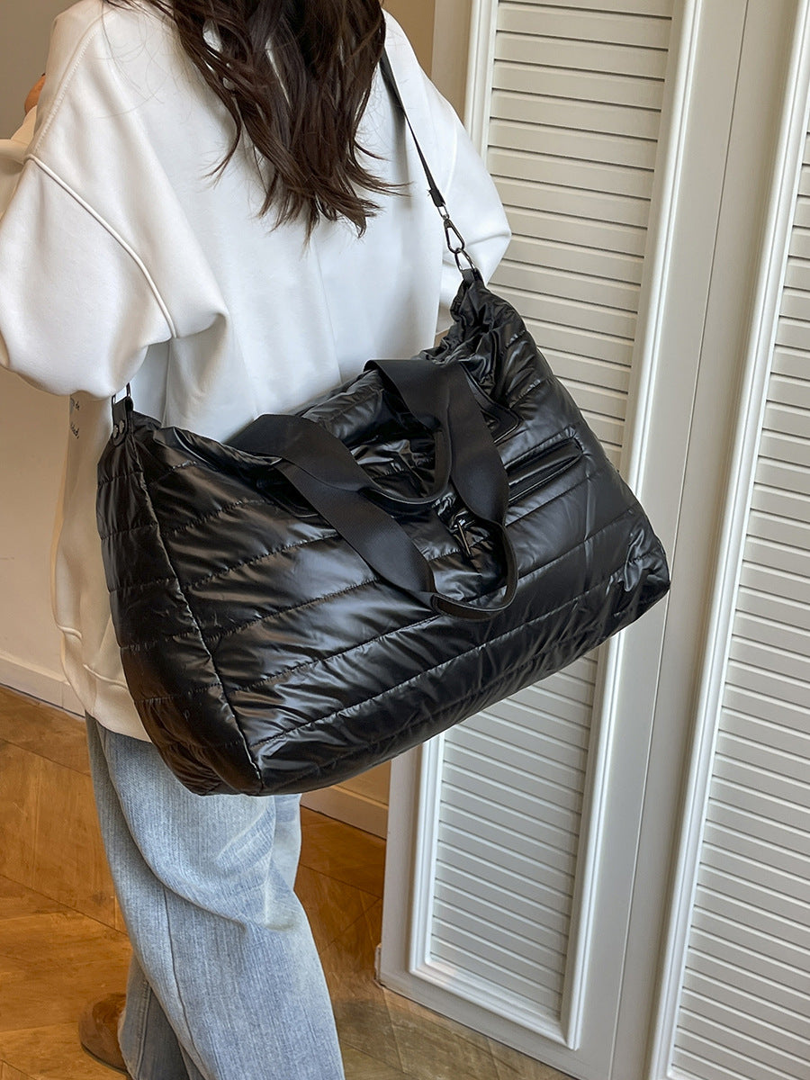 Women's Large Capacity Portable Glossy Space Cotton Women's Messenger Bag