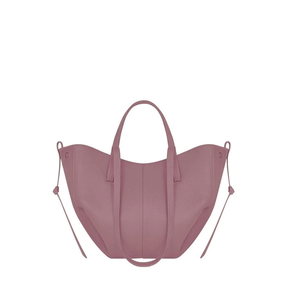 Women's French Wings Style Cowhide Large Capacity Totes Pleated Portable Bags