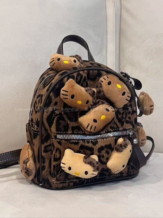 Niche Hot Leopard Print Storage Carrying Backpacks