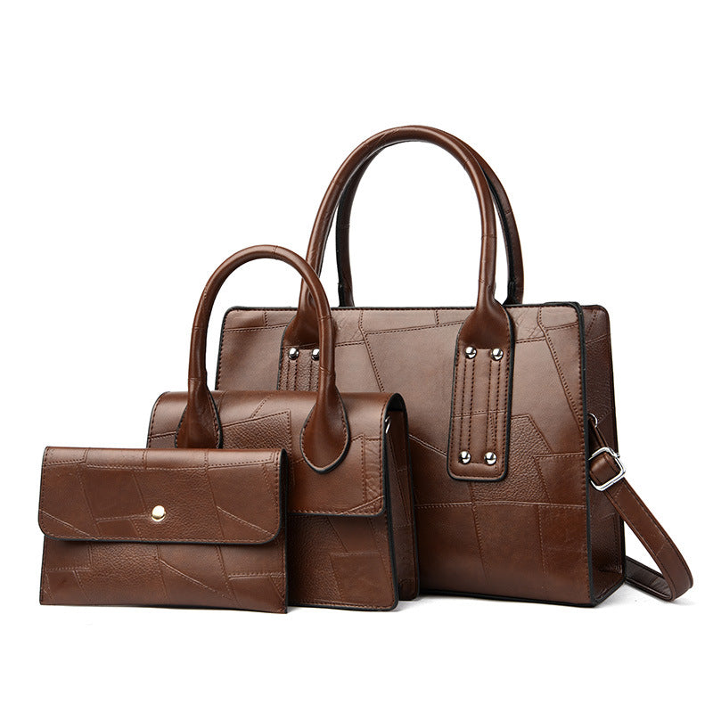 Women's Retro Large Capacity Match Sets Stitching Women's Handbag